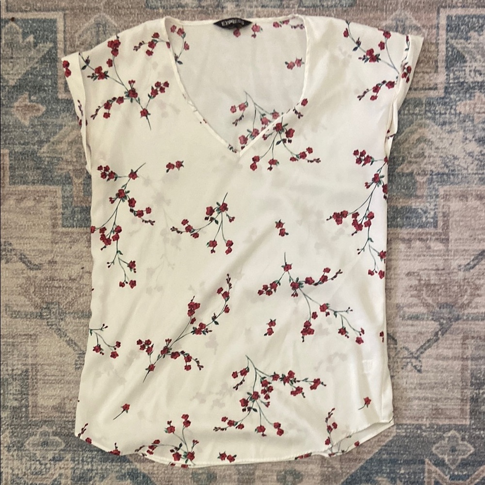 Express Floral Print V-Neck Top